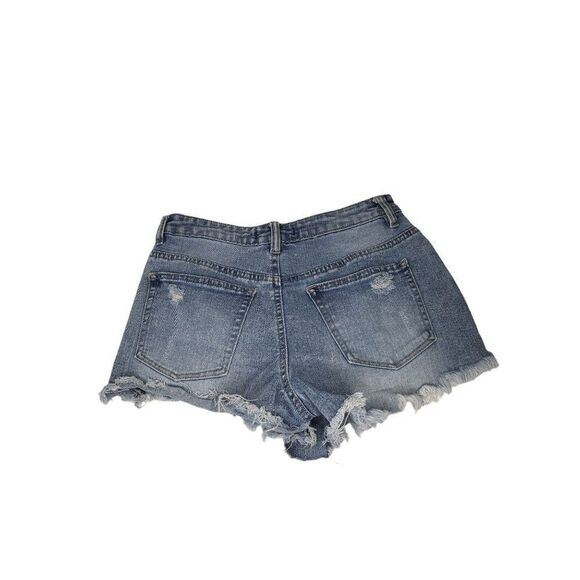 Madden NYC Skort Women Sz 5 Super High Rise Medium Wash Button Up Distressed - Picture 2 of 6